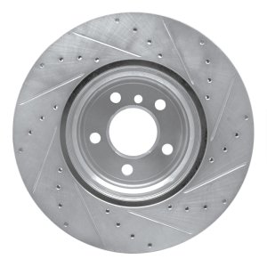 BMW X5 Brake Rotor (1) - Rear Left - R1 Concepts - Drilled & Slotted - Silver - `07-`19